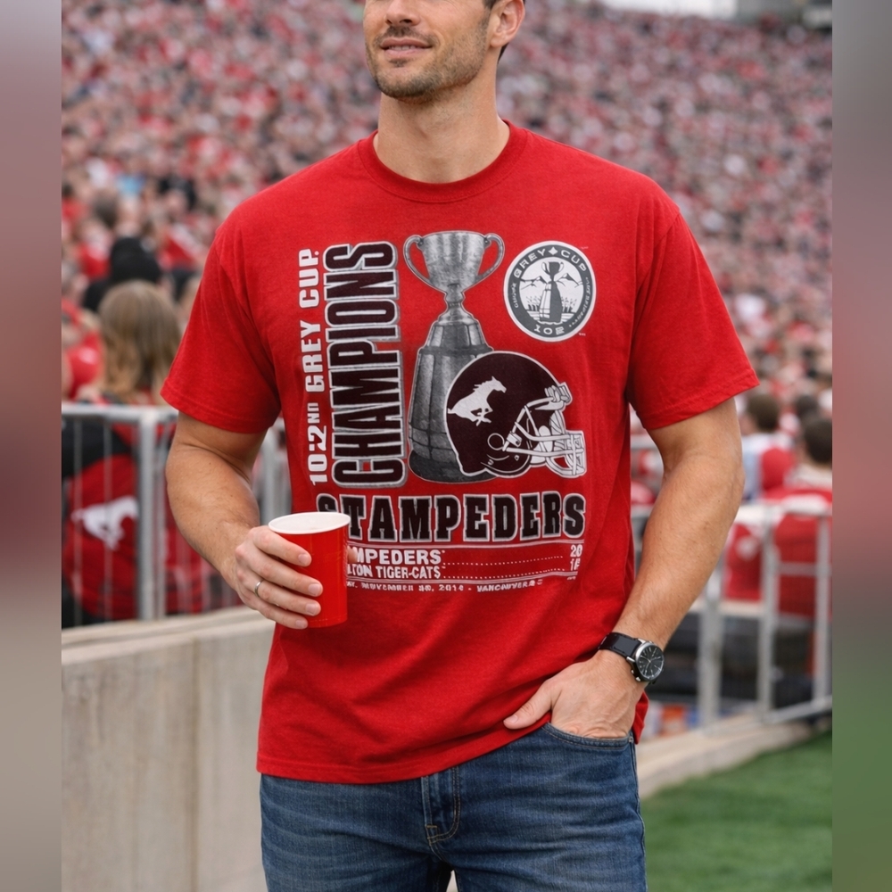Calgary Stampeders Grey Cup Champions T-Shirt XL Red | Grey Cup Graphic Tee